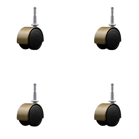 Service Caster 2'' Floor Safe Antique Hooded Twin Wheel Caster Grip Neck Stem , 4PK SCC-GN02S50D-NYU-WA-4